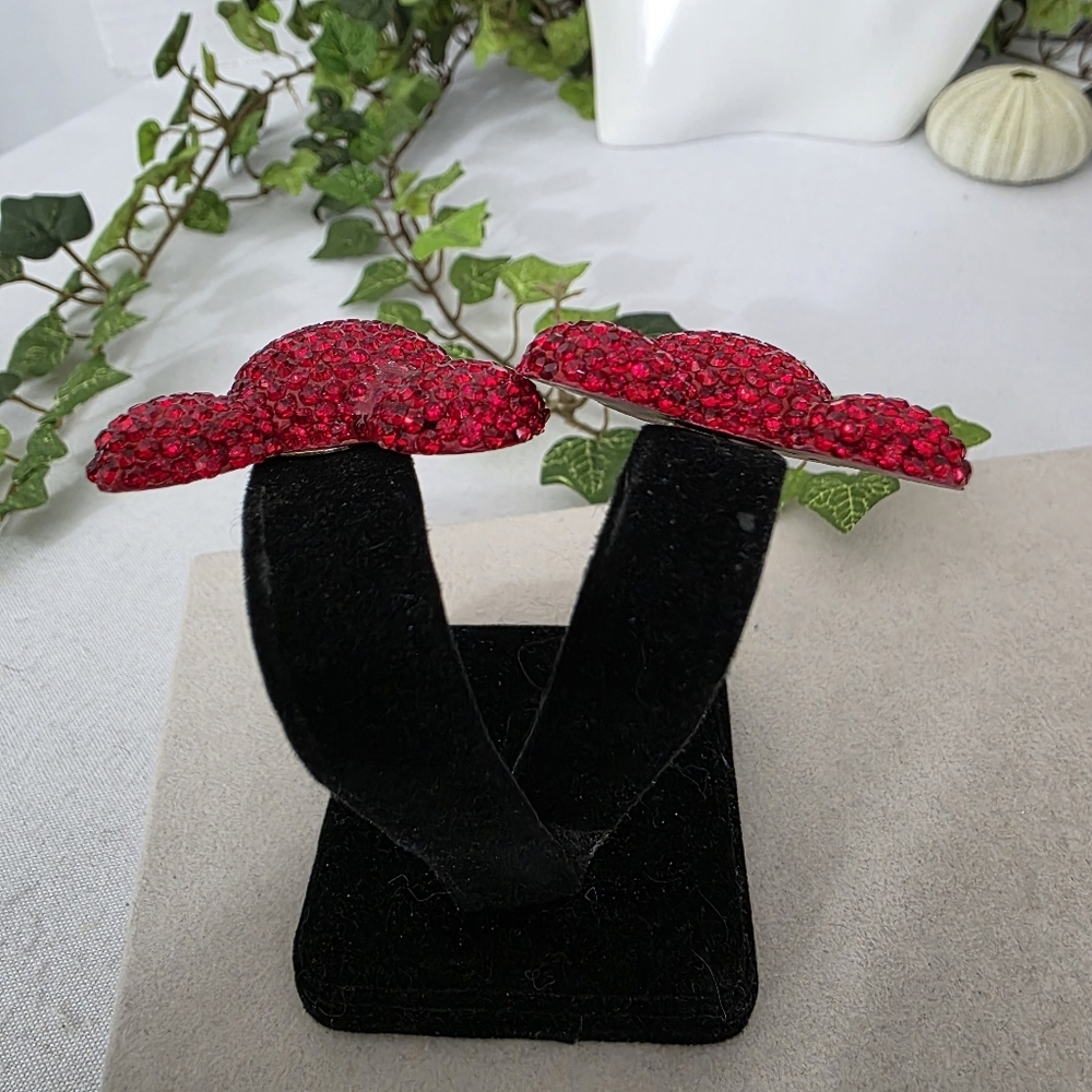 Statement Red Rhinestone Mouse Head Earrings - Picture 6 of 9